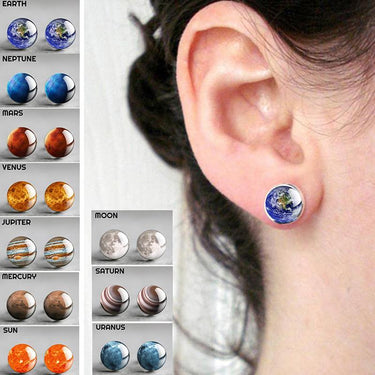 Solar System Planet Glass Stud Earrings-Your Soul Place